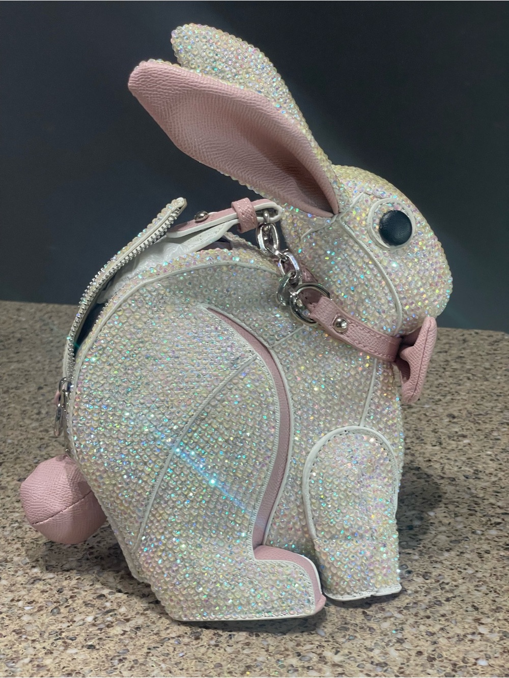 One of a kind* hand bedazzled bunny purse